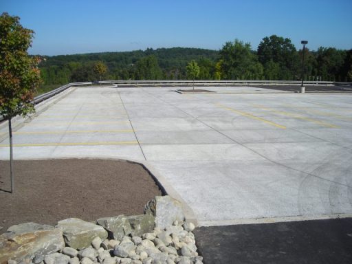 Newly installed concrete parking lot 